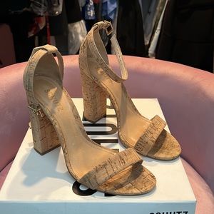 SCHUTZ Enida block heel natural sandal - great deal!